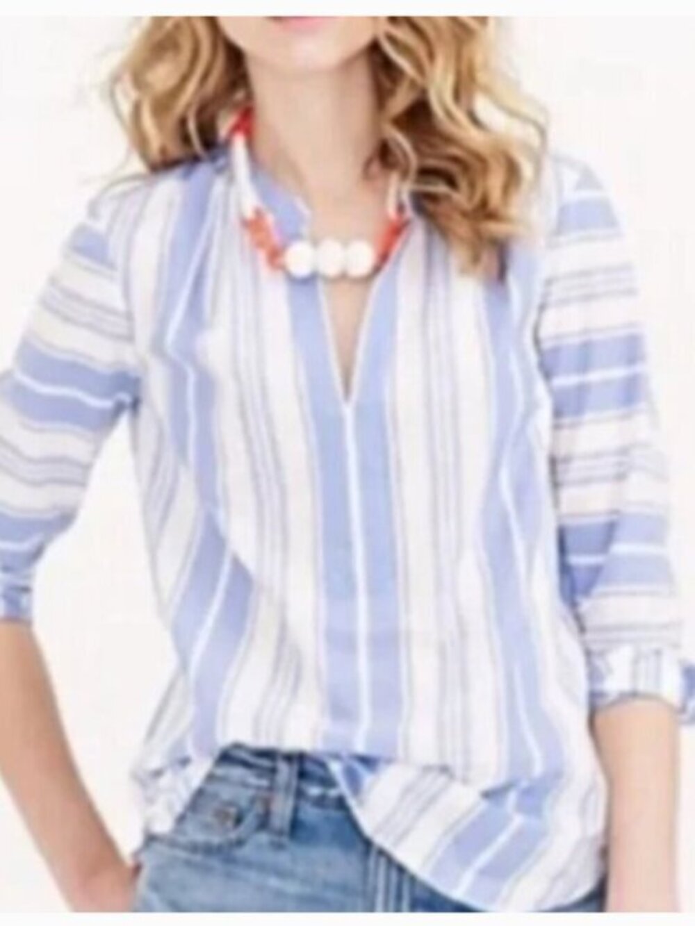 J. Crew Blue Striped Awning Tunic Top Size Medium